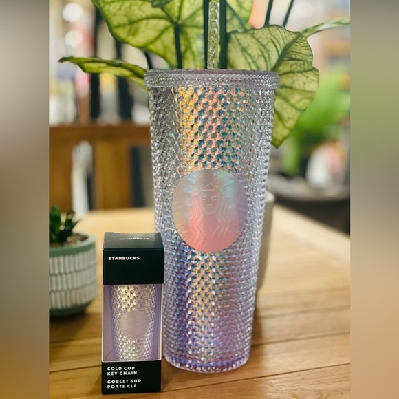 Starbucks Unicorn Bling Iridescent Studded Tumbler Cup 24oz & Matching Keychain - Picture 6 of 13